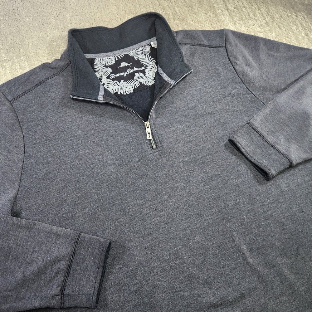 Tommy Bahama Sweatshirt Men XXL 1/4 Zip Pullover Fleece Lined Stretch Gray